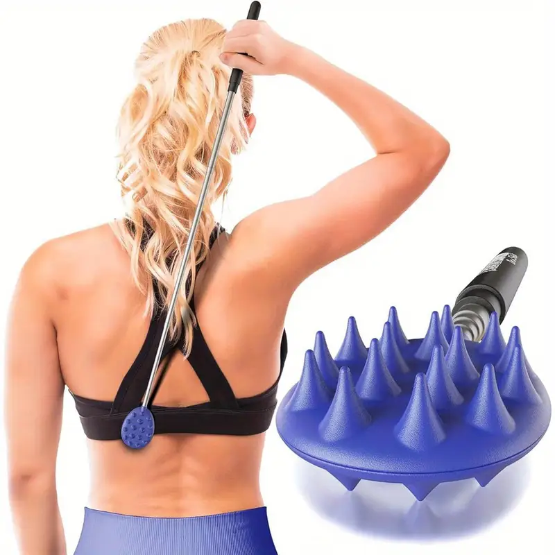 extendable back scratcher long stick double side back scratcher for adults gifts for men women reliever for back head and body can extend up to 24 5 inches blue Product details 1