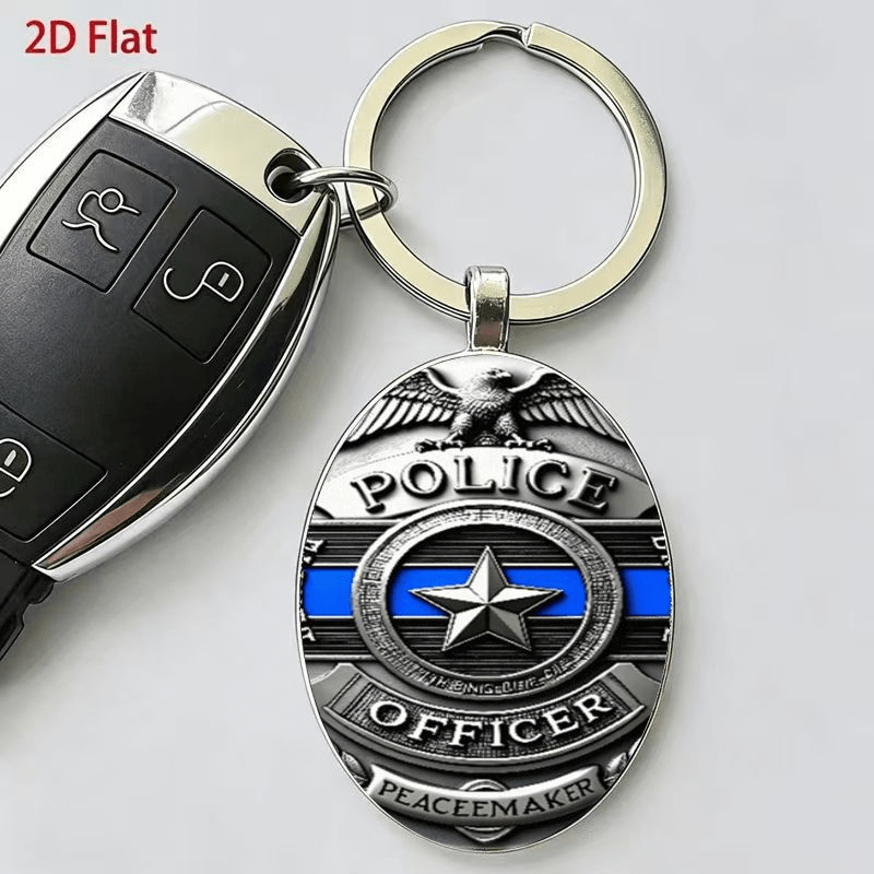 TEMU American Police Keychain 2d Flat Printing , Car Key/backpack Universal Pendant, Personalized Trendy Additions
