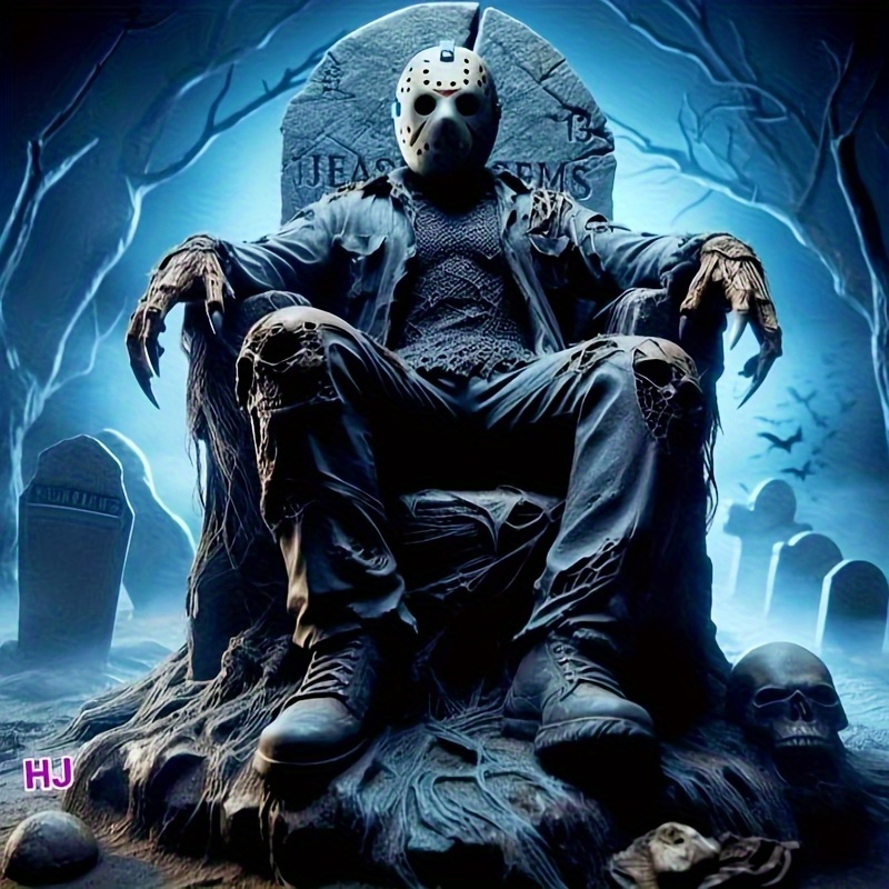 horror movie villain 5d diy diamond painting kit large 15 75 x 15 75 or 23 62   62   diamond canvas   beginners ideal for home office wall art horror movie decor