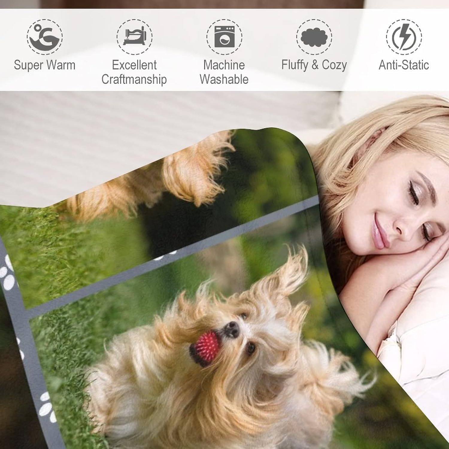 Personalized Pet Portrait Photo Blanket