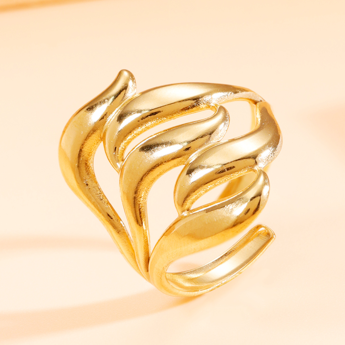 Fashion Interlaced Drop-Shaped Design Open Stainless Steel Ring