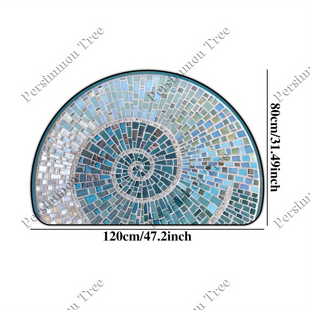TEMU Golden Diamond Velvet 1000g/m², Thickness 0.6cm, 50x80cm/19.7x31.5in, 1pc Outdoor Mat, Semi-circular Doormat, Blue Mat, Stone-patterned Artist