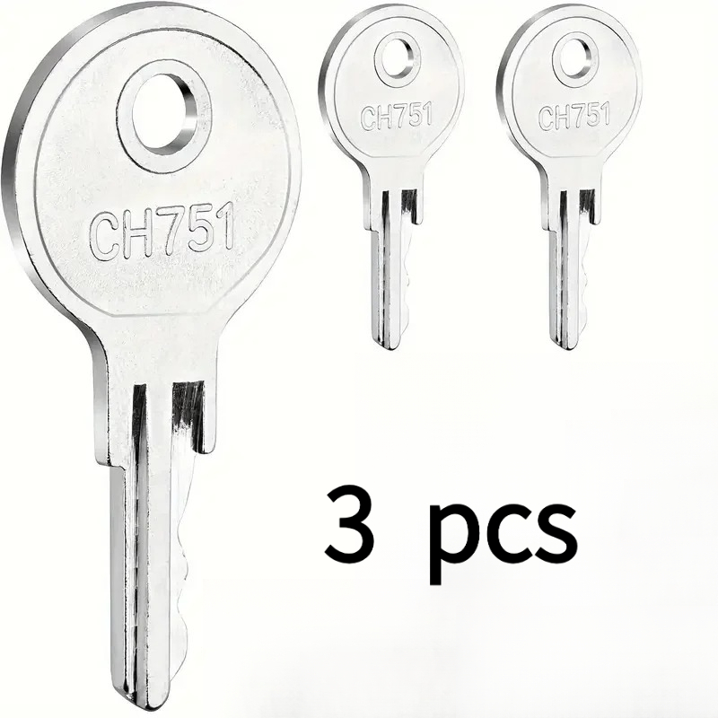 TEMU Lot de 3 clés universelles multifonctionnelles CH751 adaptées aux camping-cars, , casiers, bateaux, vitrines, poignées en T et valises latérales
