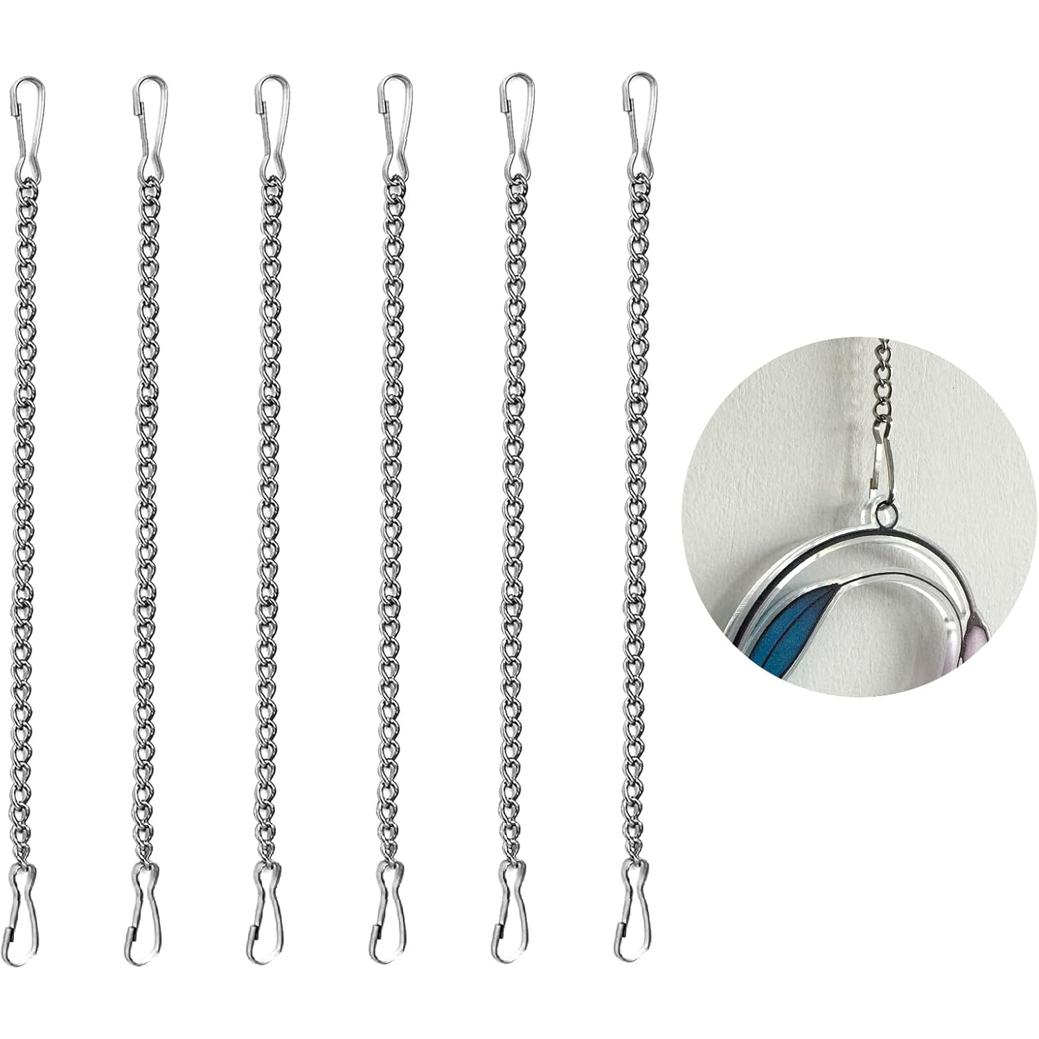 E-shop 4/6er-Pack 20-Zoll Silberne Hängeketten - Elegante Fensterdekoration mit künstlerischem Design - Robuste Garten- & Outdoor-Dekoketten für