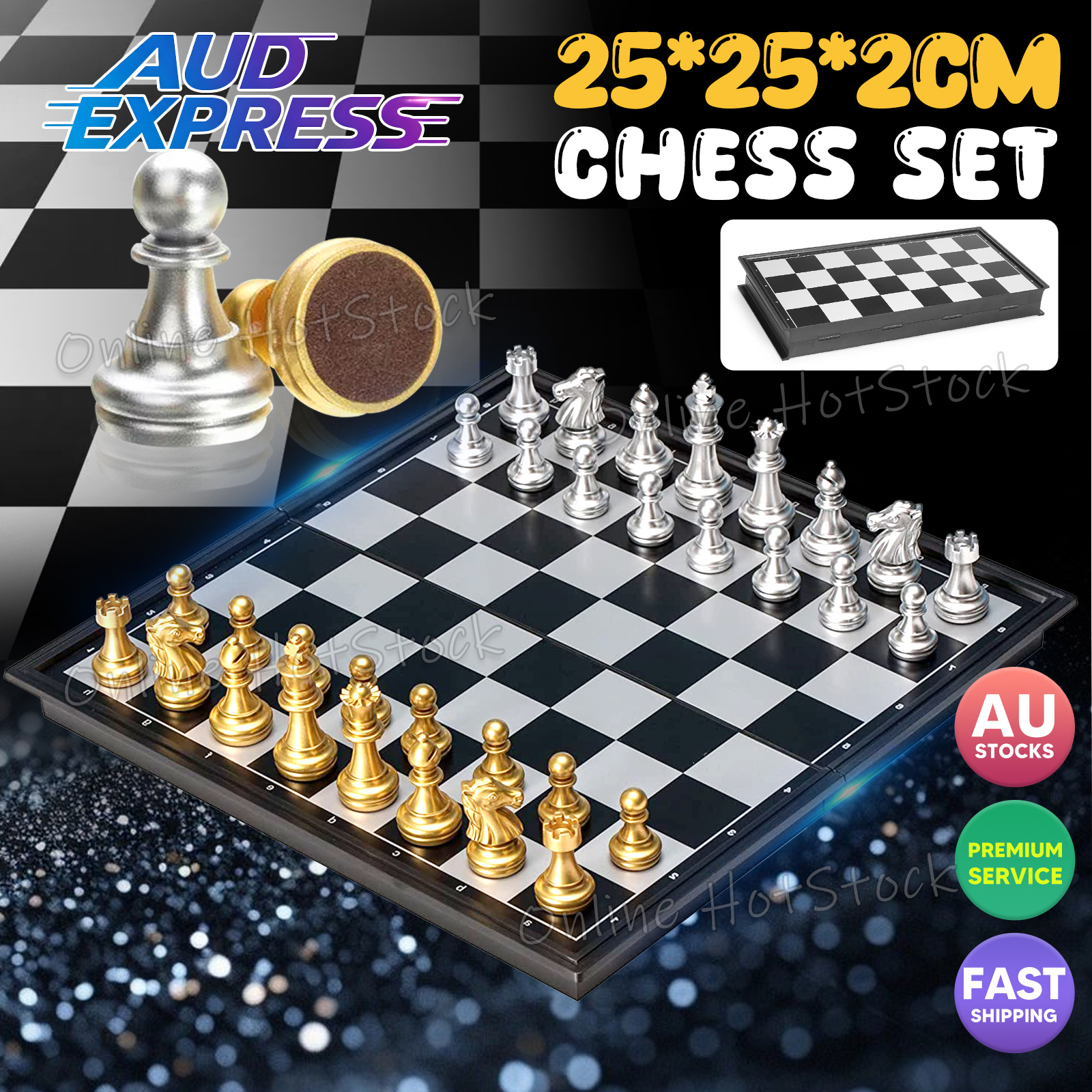 TEMU Foldable Silver & Golden Fun Board Game Set Travelling Audexpress