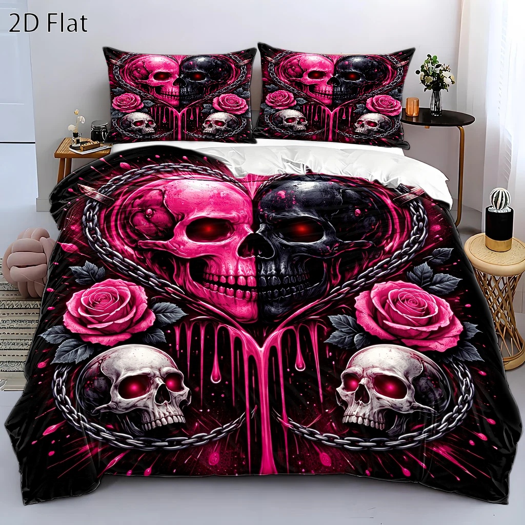 TEMU 3pcs Gothic Style Duvet Cover Set, Bedding 3pcs Set (1*duvet Cover   2*pillowcases), Suitable For , Machine Washable, Hidden Zipper Double Bed