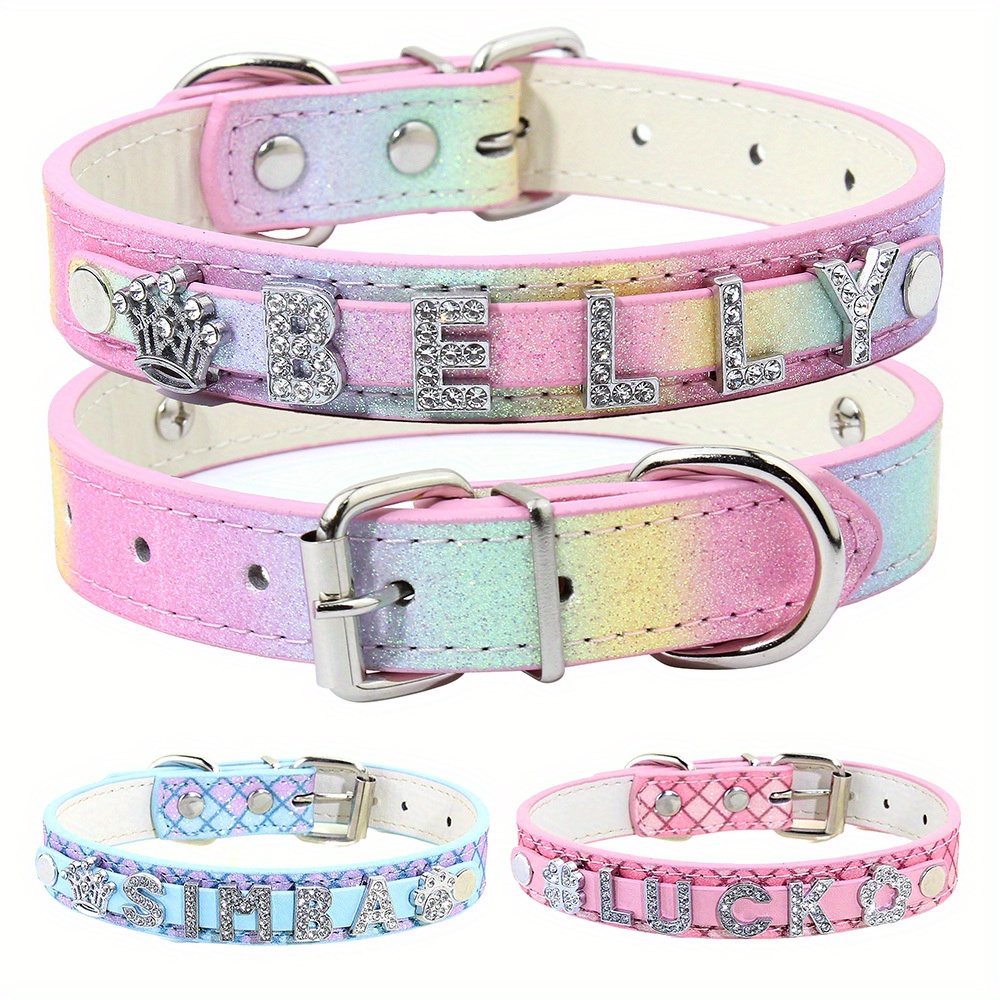 

Personalized Small Dogs Chihuahua Collar With Bling Rhinestone Collars Custom Cat Necklace Free Name Charms Pet Accessories