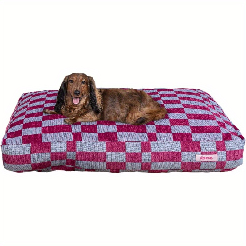 dbd3001cm   35     ultra soft reversible plush rectangular pet bed with washable cover blueberry check durable synthetic   fur extra small dog bed for puppies chihuahuas   small dog bed stylish pet bed plush fabric Product details 0