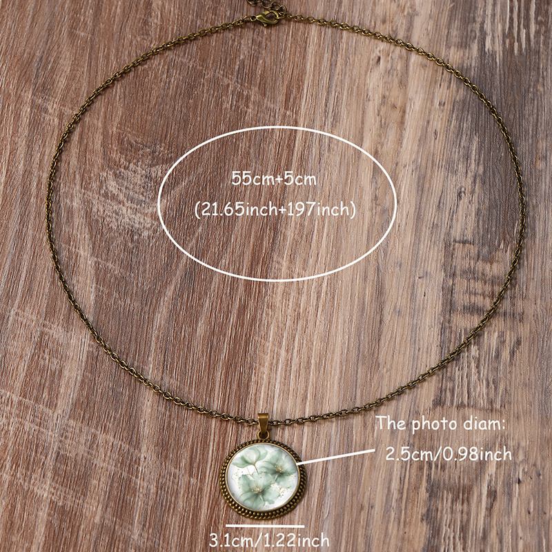 Mint Blooms with Gilded Touch Necklace, Handcrafted Glass Pendant