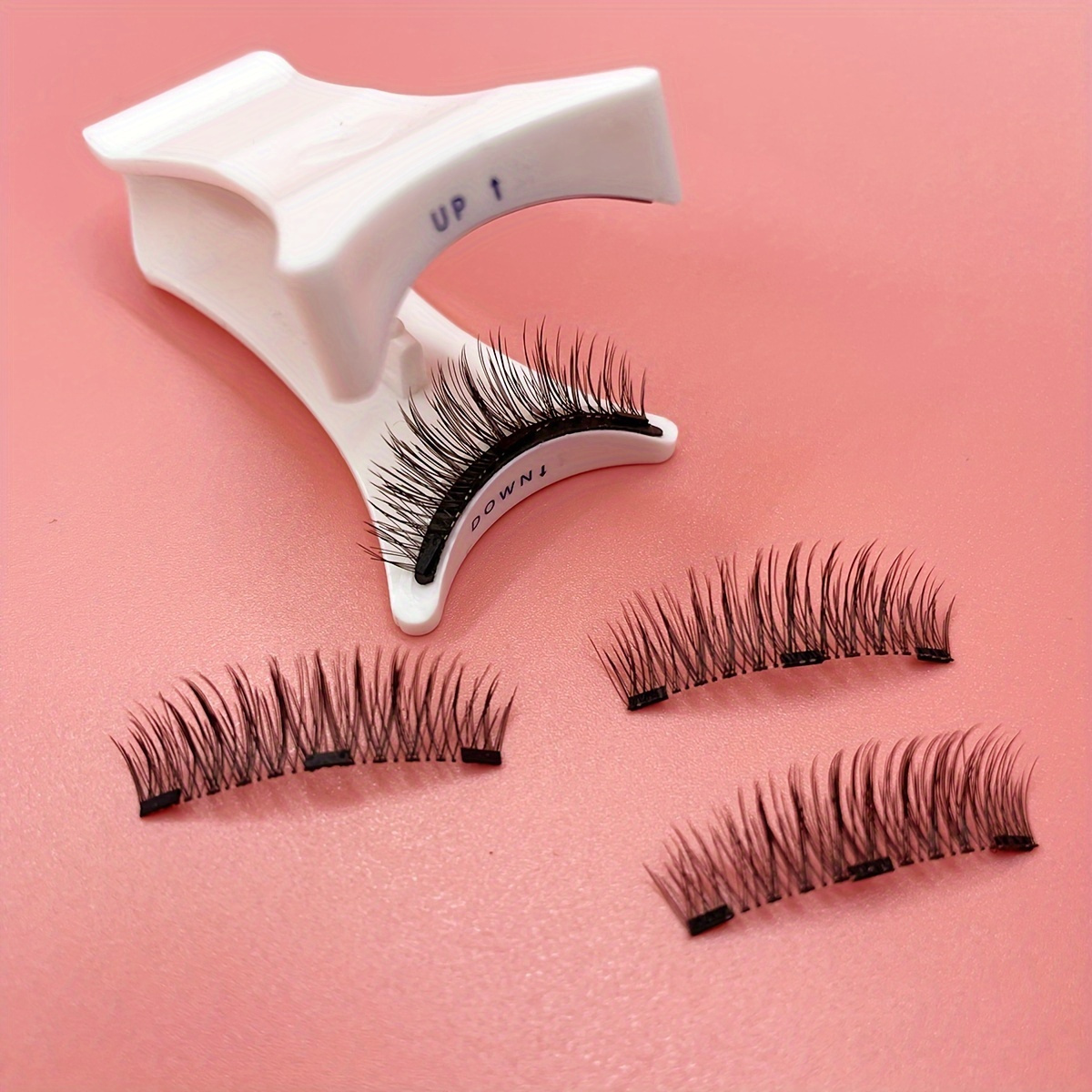 

4pcs Luxemagnet Reusable False Eyelashes Set And Curler - Plastic, Unscented, -free, No Needed Kit