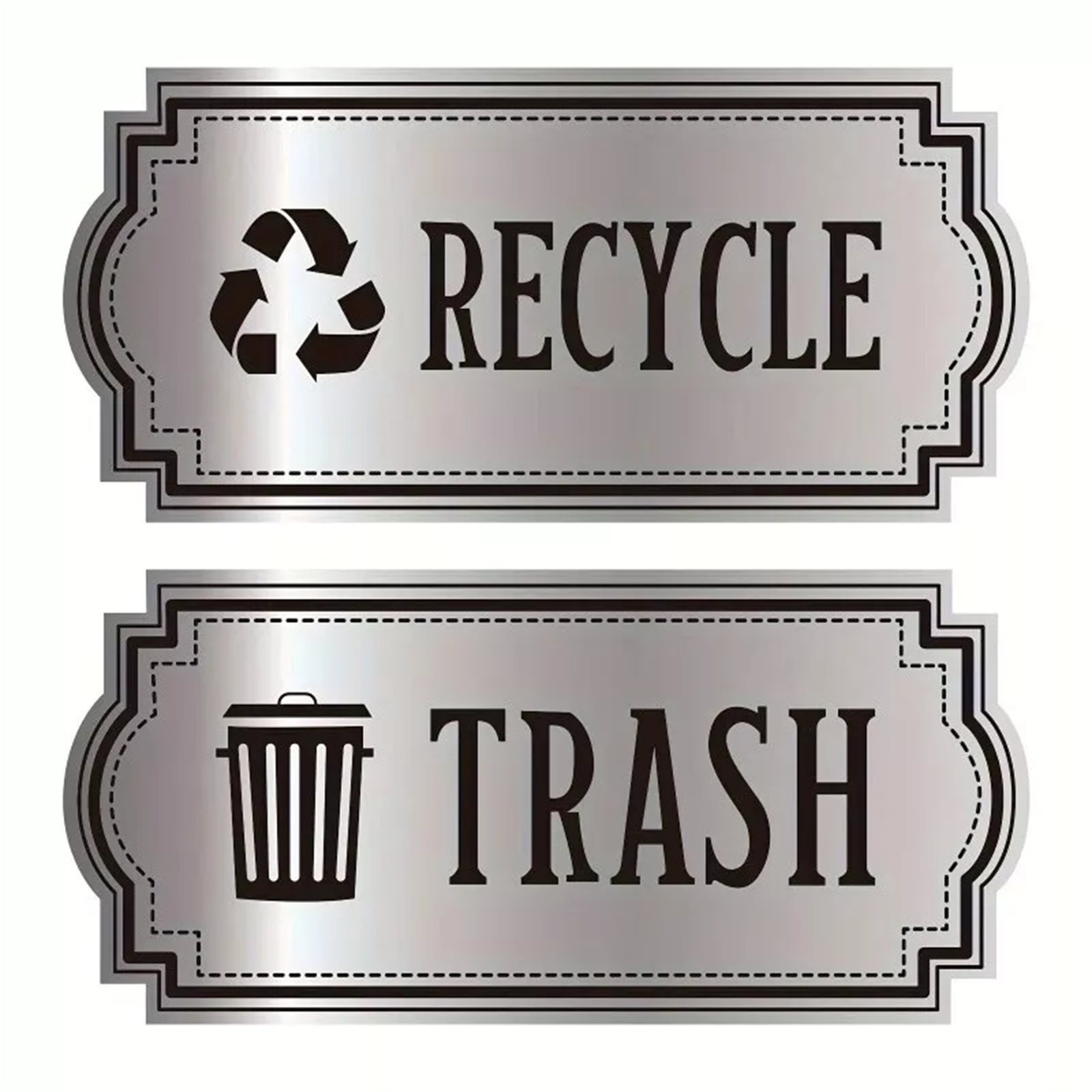 TEMU 15pcs Waterproof Vinyl Recycle & Trash Decals - Oval Labels With Clear Symbols For Trash Cans, Bins, And Containers, Durable & Easy-to-apply