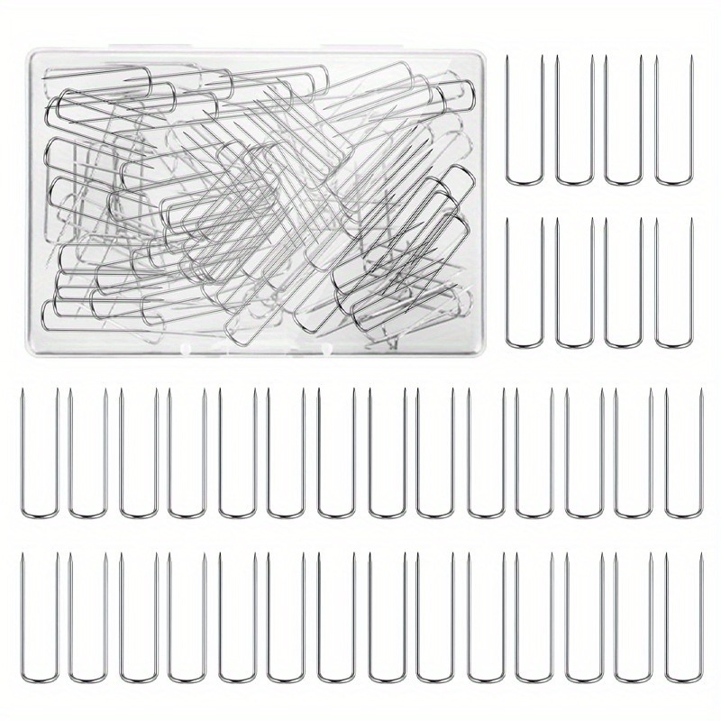 TEMU 50pcs Multi-functional Metal U-shaped Pins - Sewing Fabric Positioning/ Fixing Pins, Floral Arrangement & Home Decoration Card Pins, For Foam,