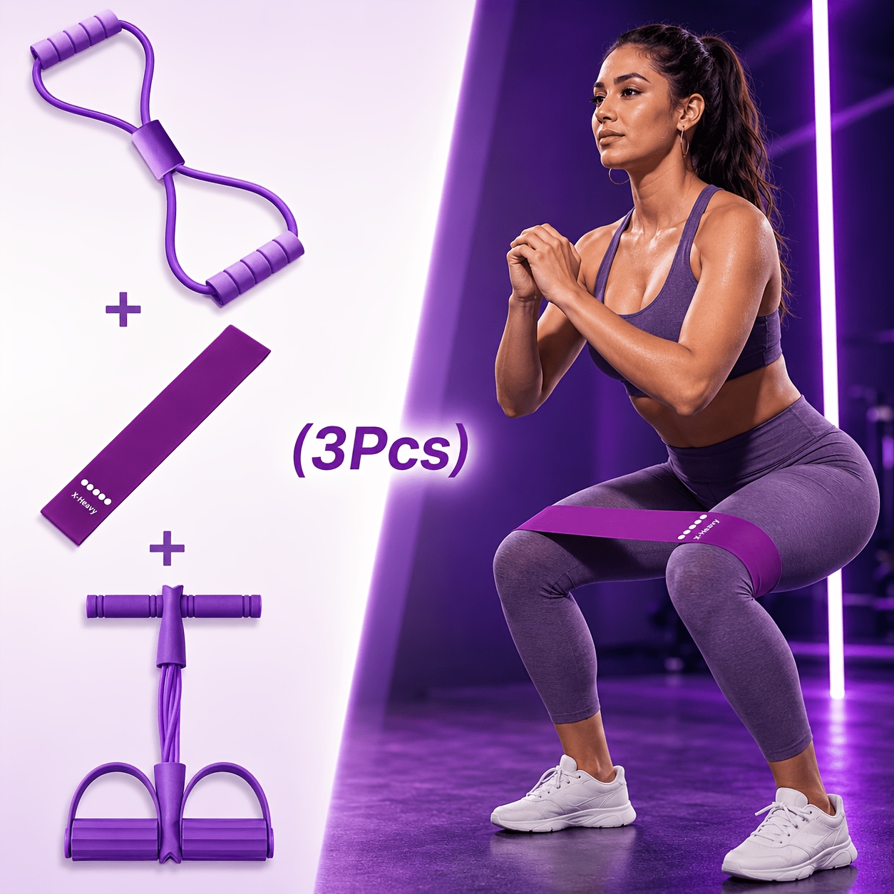 TEMU Set de Bandas de Resistencia para Fitness en Casa, Corrector de Hombros de 8, Banda Elástica de Yoga y Cuerda de Pedal, Adecuado para Ejercicio