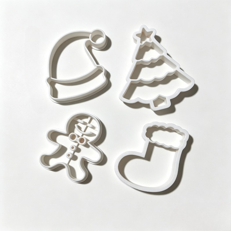 TEMU Set per taglio argilla natalizia, set da 4 pezzi: cappello di Natale, albero di Natale, omino di pan di zenzero, articolo a forma di calza,