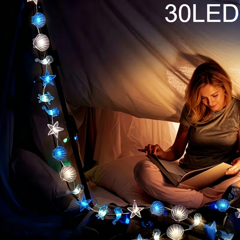 TEMU Decorazioni a tema con 30 LED, inclusi , marine, cavallucci marini e , a batteria, in materiale plastico, adatte per , tavolo da , matrimonio,