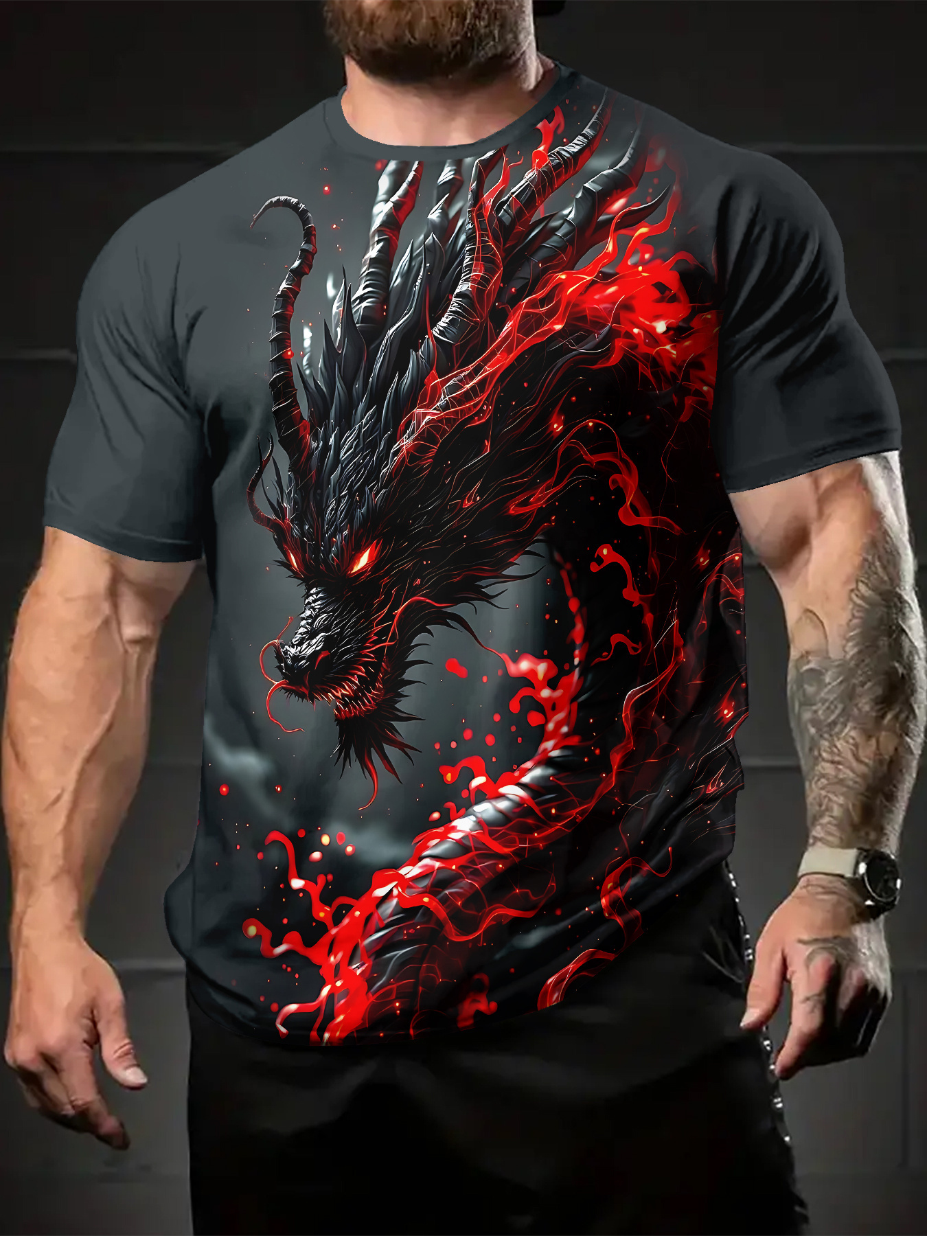 item picture mens summer casual sports shirt featuring a   black and   design     with its comfortable crew neck and short sleeves plus size