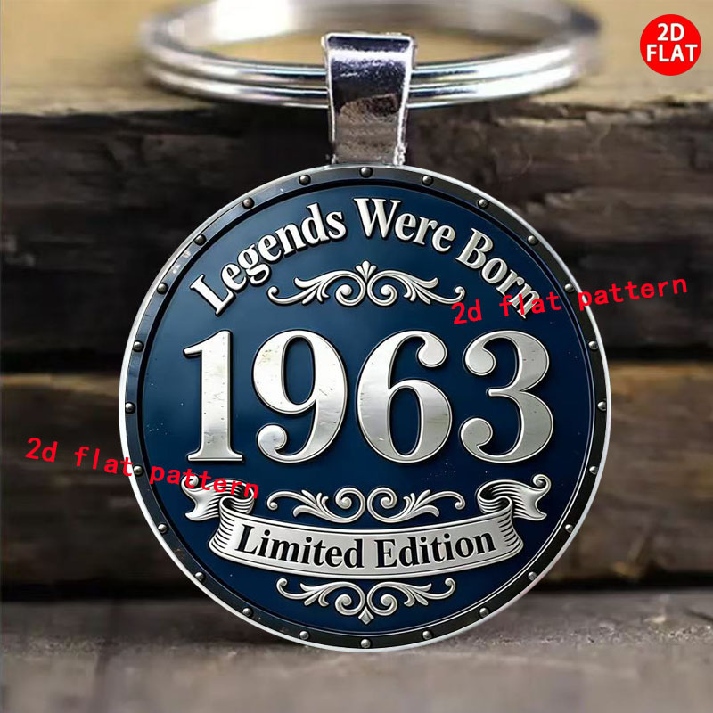 TEMU 2d Flat, 2d Flat Vintage 1963 Edition Keychain, Fashionable Decoration For Men And Women, Bag And Car Key Decoration, Suitable For Collectors As