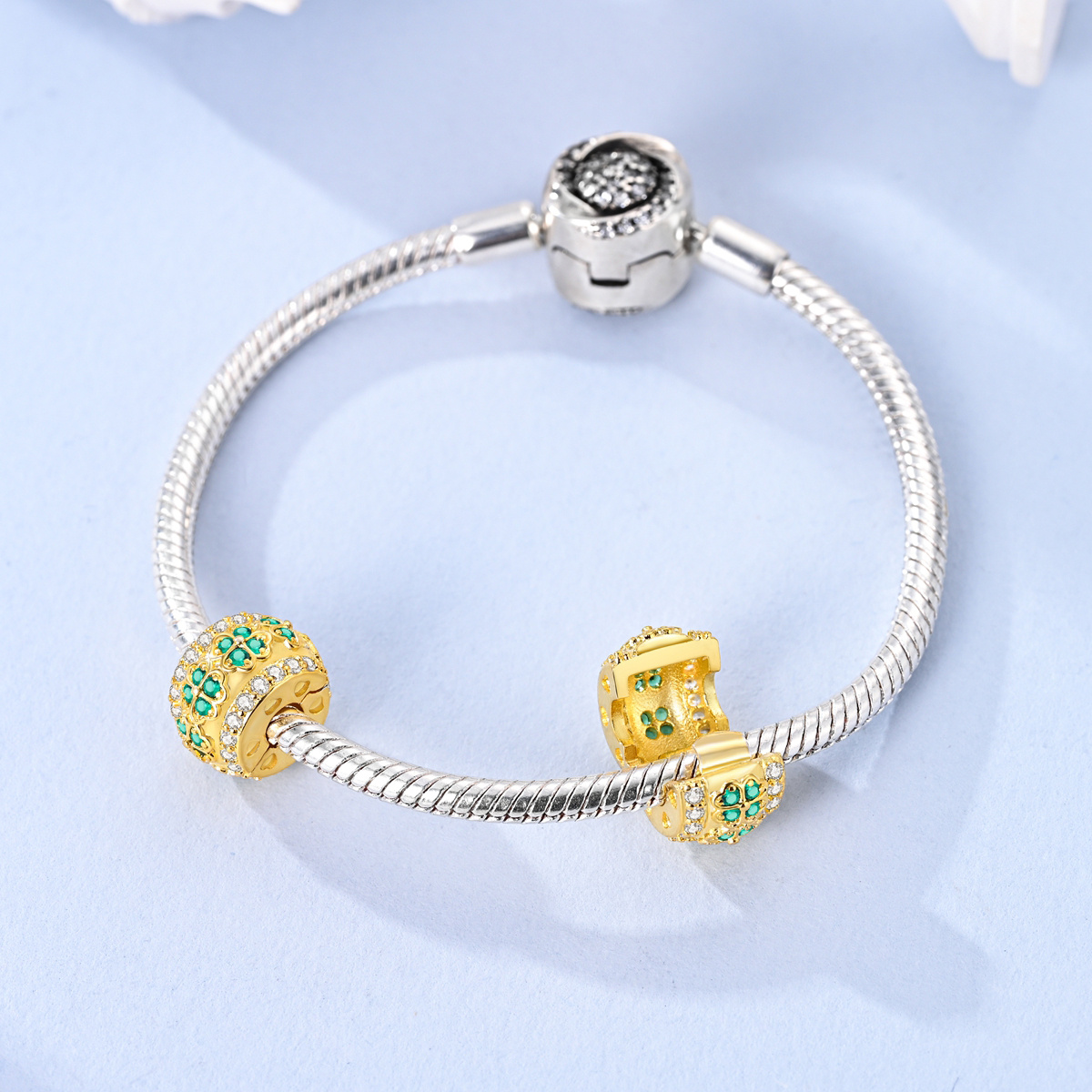 Cubic 18k Gold Plated Bead Style Pendant for DIY