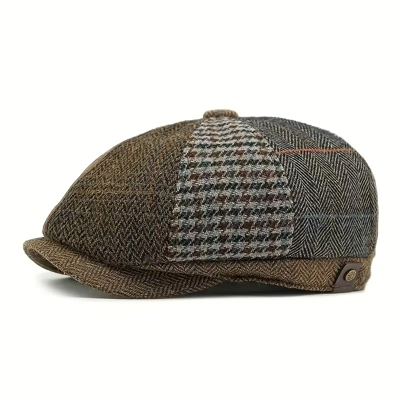 TEMU 2 Popular Styles Gentleman - Style Flat Cap | Herringbone Beret