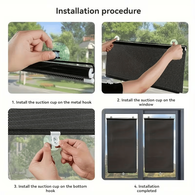 Easter Home Decor PVC Glass Partition, Window Blackout Curtain, Office Sunroom Thermal Insulation Curtain, Punch-Free Retractable Design, Suitable for Cars, Home Balcony Windows