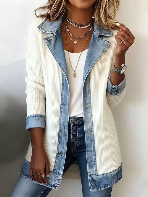 simple elegant autumn women long sleeve spliced design jacket daily casual outerwear