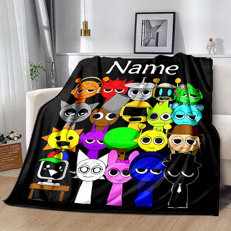 

Custom Name Sprunki Song Cartoon Flannel Blanket - Soft, Warm, Throw For Sofa, Bed, Office, Travel - Personalized, Idea, Personalized Blanket