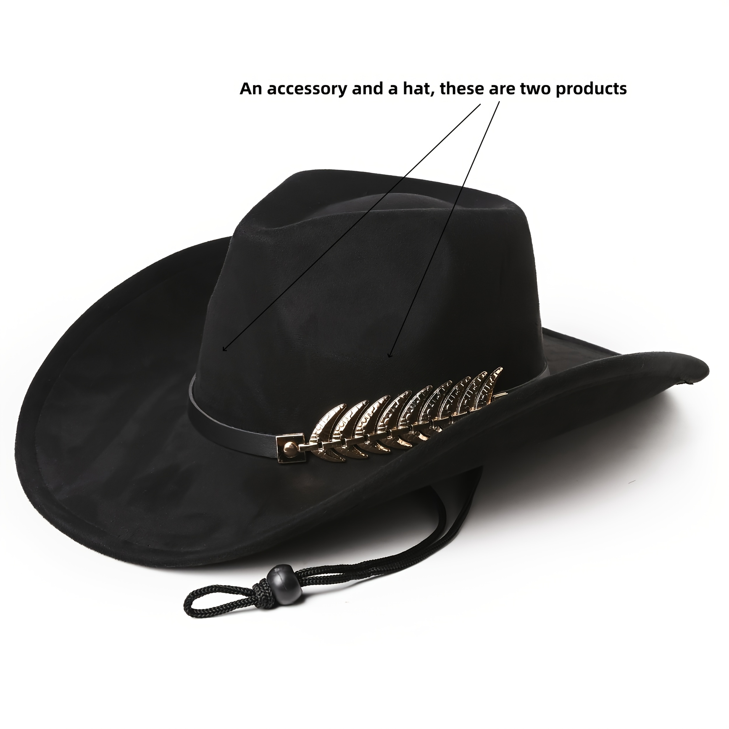 TEMU [1 de PU con Pluma Dorada + 1 Sombrero de Gamuza] = Set de 2 piezas, y Fácil con Correa a Prueba de Viento, Adecuado para Hombres y Mujeres para