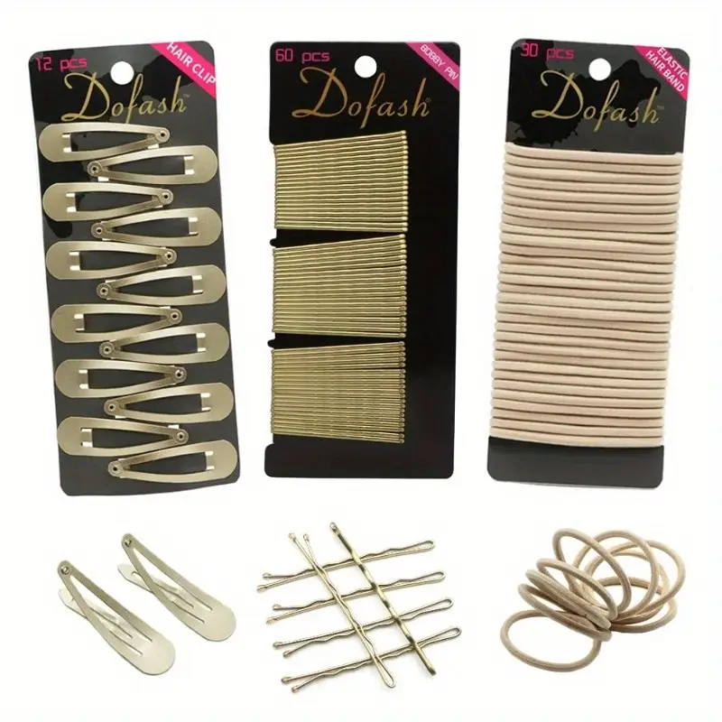 3cards womens hair styling set bobby pins hair pins 60pcs   elastics hiar ties 30pcs snap hair clips for thick hair 12pcs blonde Product details 0
