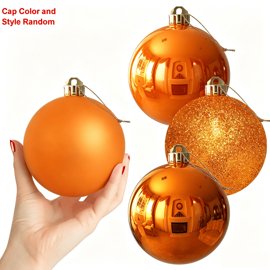 TEMU Lot de 4 boules de Noël de 10 cm/4 pouces pour décorer les de Noël, boules suspendues orange pour décorations d'anniversaire, d'Halloween, de