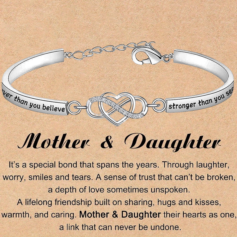 TEMU 2pcs Bracelet And Gift Card Infinite Heart Pendant Inspirational Bracelet Gifts You Are Than You For Mother And Daughter Halloween Christmas New Year's Party Gifts Jewelry For And Gift Cards