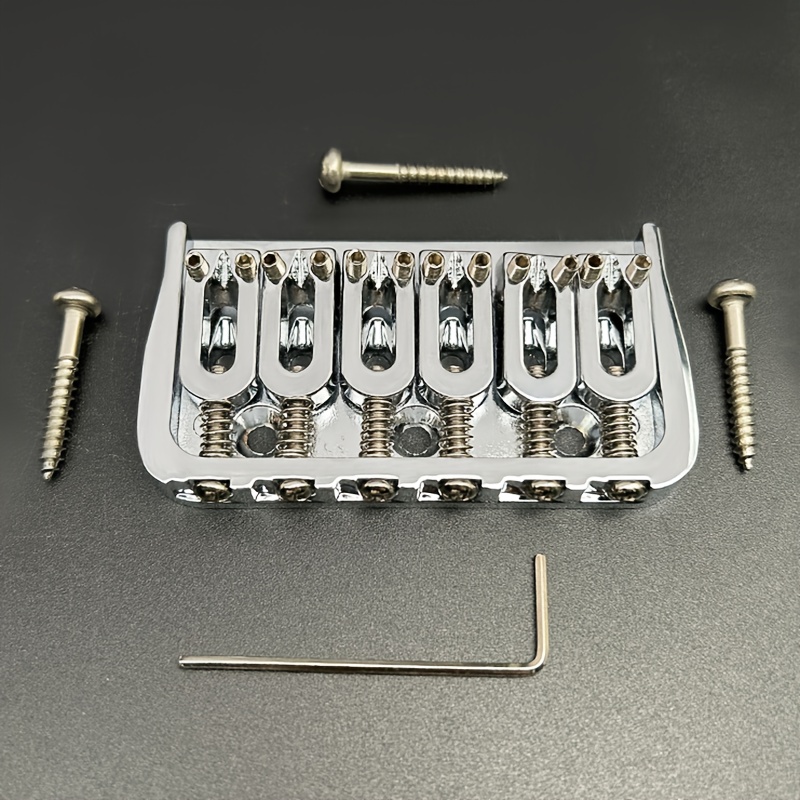 6-string Guitar Fixed Bridge 72.8x38mm- Electric Guitar Metal Hardtail Replacement, Black& Silvery Golden, Fashionable Design, Sturdy Structure, Precision Craftsmanship, Suitable for DIY Guitarists and Instrument Repairers, Instrument Repair