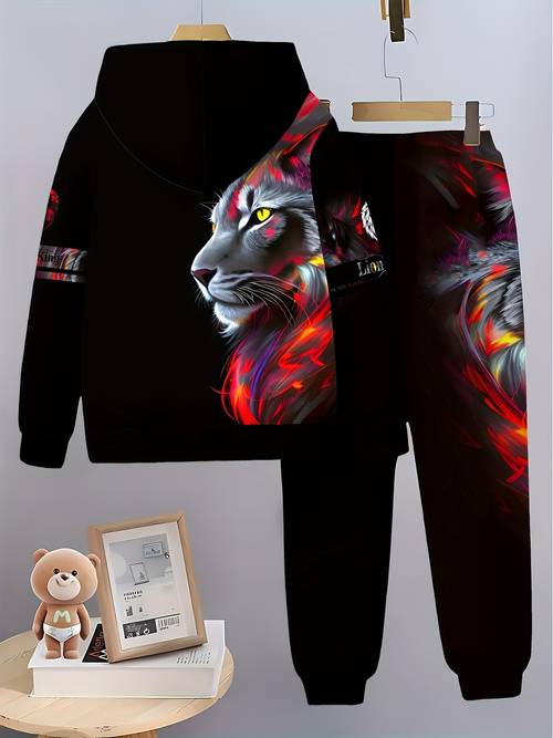 textureless boys hoodie set trendy pullover for spring and autumn long sleeve sports top outdoor set for children for outdoor