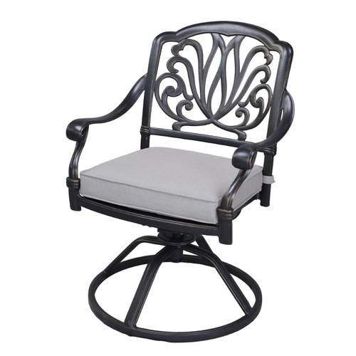 patio outdoor aluminum dining swivel rocker chairs with cushion set of 2 cast silver