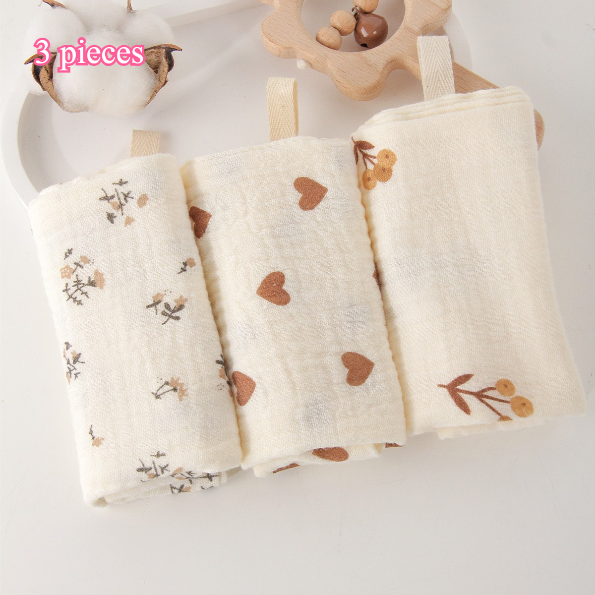 Image of 3pcs Reusable Cotton Cleaning Cloths, 4-layer Absorbent Kitchen Towels, Washable Dish Cloths For Kitchen, Cleaning, Wiping, Multipurpose Soft Rags For Home, Bathroom, Face Towel