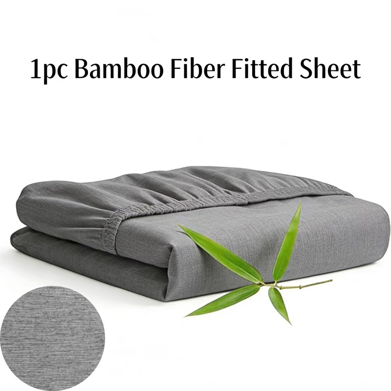 TEMU Ultra Soft Bamboo Fiber Fitted Sheet| 30% Bamboo And 70% Microfiber| Breathable Brushed| Perfect For Hot Sleepers| Solid Color| Full Wrap,