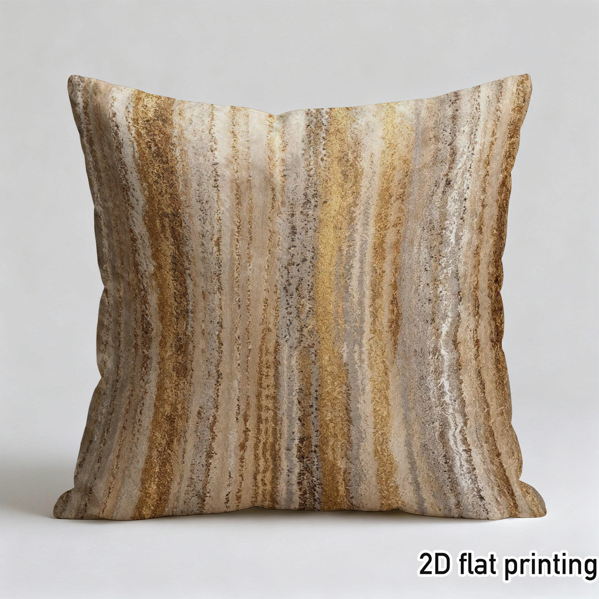 TEMU 1pc Vintage Striped Pillowcase, Golden And Brown Effect, With Zipper Closure. 45cm*45cm, Soft And Smooth Polyester Short Plush Fabric,