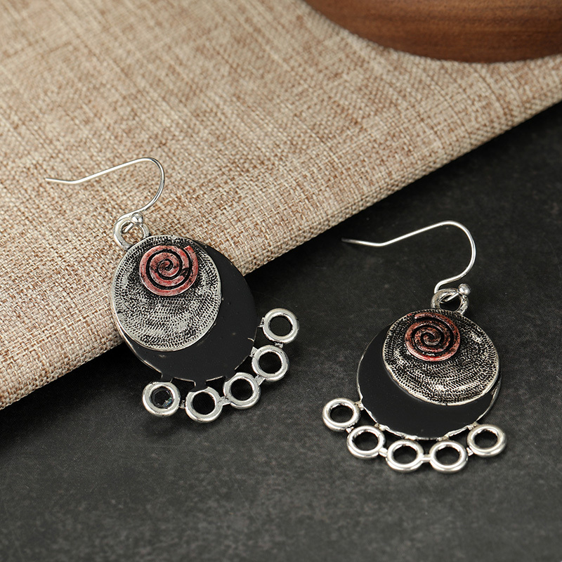 Vintage Ethnic Spiral Oval Dangle Earrings