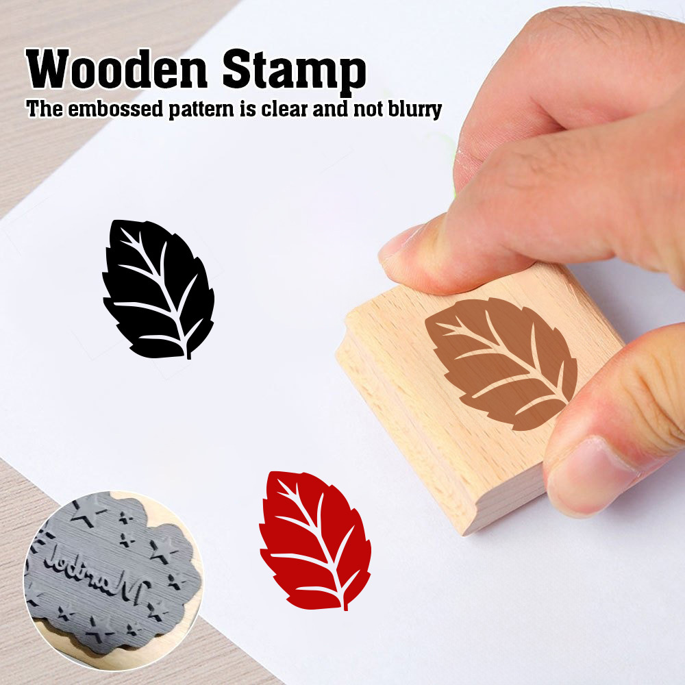 Beautiful Sawtooth Leaf-Vein Wooden Rubber Stamp