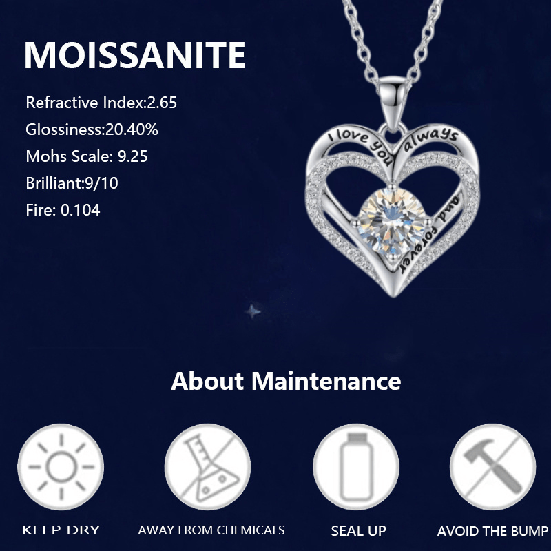 925 Silver Moissanite Necklace — Minimalist Design