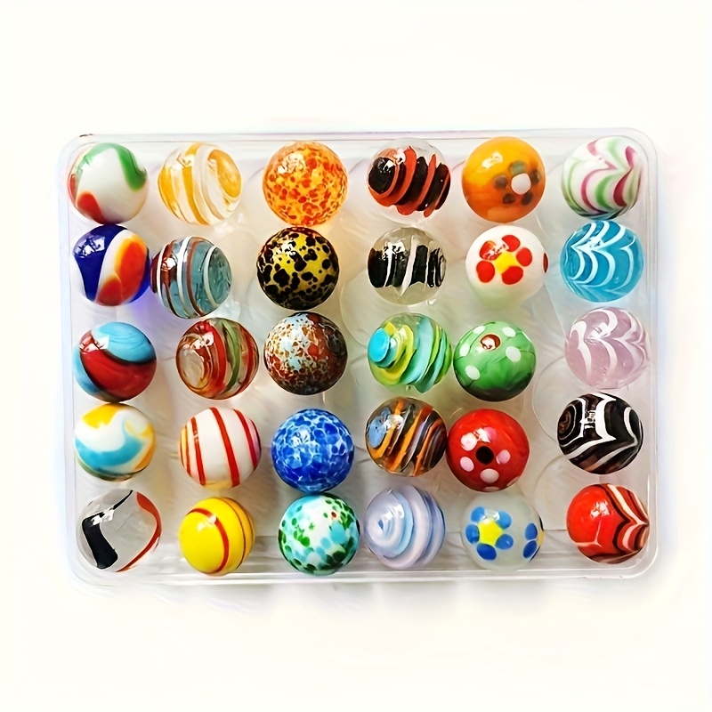 TEMU 15pcs 16mm Random Color Spiral Glass Marbles - Handmade Decorative Balls With Unique Vase Filling Patterns, Fish Tank Decorations, Handicrafts,