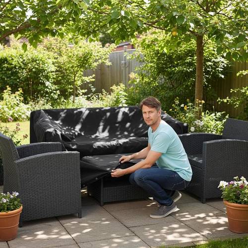 copertura per mobili da giardino con 12 occhielli 315x180x75cm rettangolare
