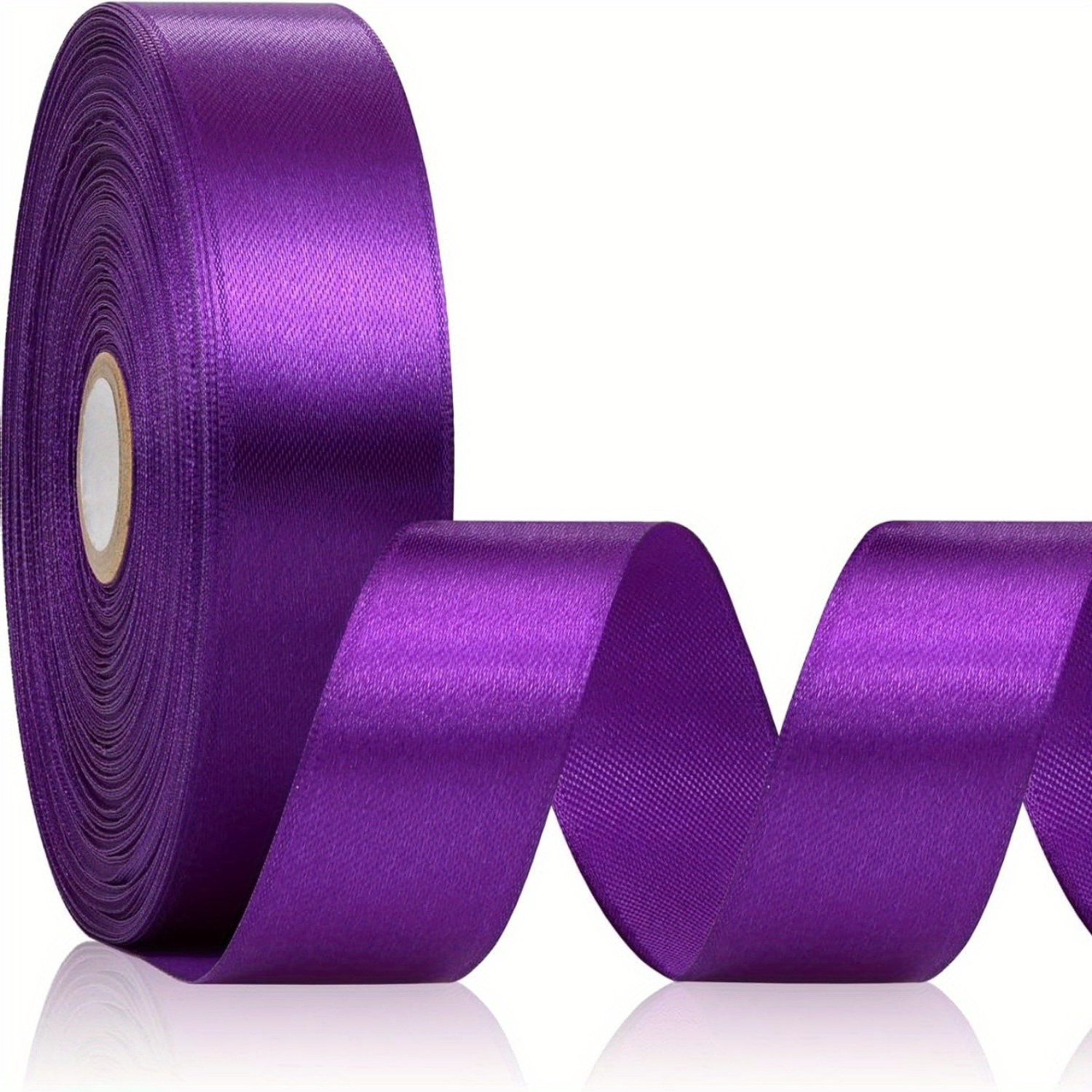 TEMU 21m Luxurious Deep Purple Satin Ribbon Roll - 1-inch Wide For Elegant Gift Embellishments, Bouquet Finishing Touches, , Halloween Decor