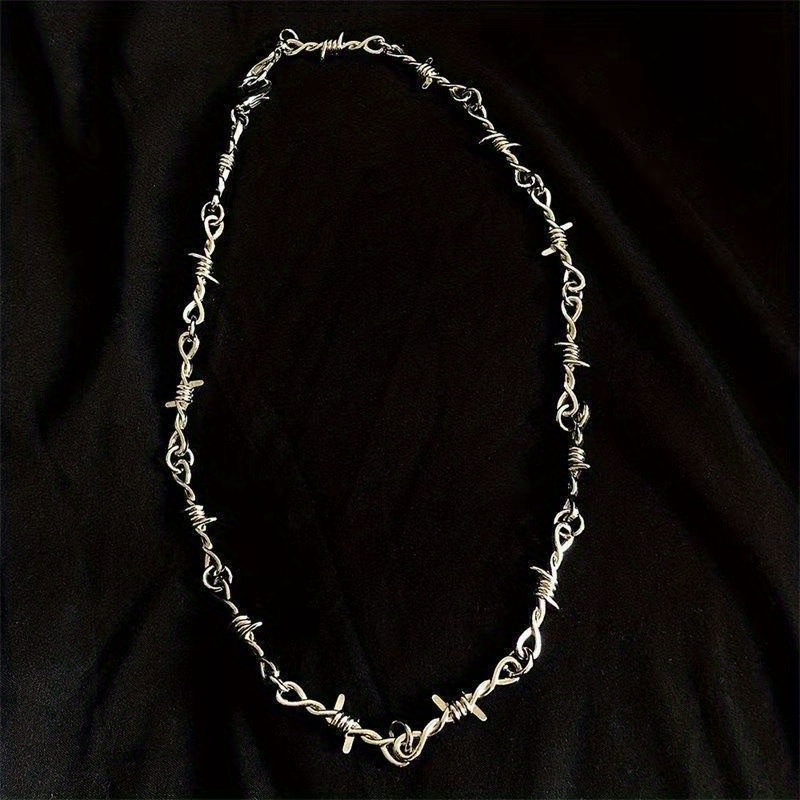 TEMU Ins Niche Retro Thorn Necklace Clavicle Chain Pants Chain Hip-hop Street Men And Women Cool Punk Metal