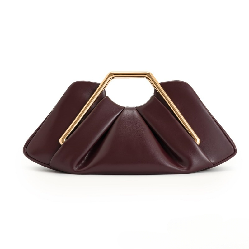 Luxury Elegant Evening Clutch with Magnetic Closure & Fixed Strap - Shiny Solid Color Handbag for Women, Wedding, Party, Formal Events - Burgundy/Black/Light Brown/White - Versatile Bridesmaid Gift & Daily Use Bag, Bridal Handbag, Designer Handbags for Women, Wedding Guest Bag, Bridal Clutch Purses, Dress Purse, Party Accessory, Stylish Purse, Highquality Finish, Sleek Construction, Women's Handbag, Fashion Women