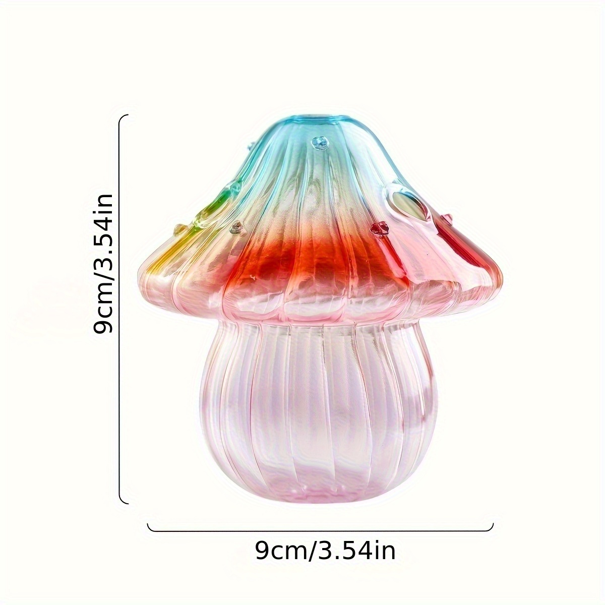 Image of Boho Glass Mushroom Vase - Handcrafted Hydroponic Cylinder Planter For Living & Dining Room, Battery-free Coffee Shop Decor