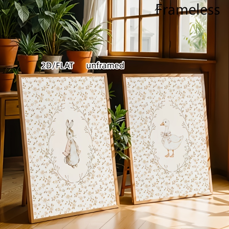 TEMU Pósteres de jardín de de adorable y sin 2D , 2D , 2D 2D/ 2 | en rosa de flores de granja, murales , ideal para , dormitorio, cocina, baño,