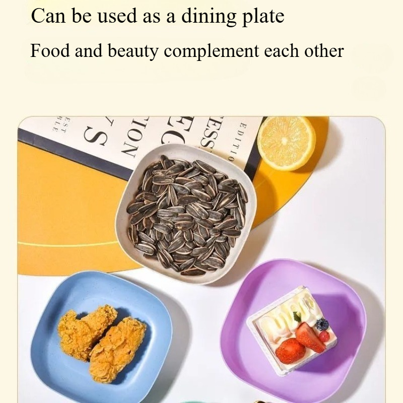 10 platos pequeños cuadrados y coloridos/10 platos cuadrados/El tamaño del plato es de 5.12 pulgadas/Plato portátil para alimentos/Plato para huesos hondo/Plato para fruta/Muy adecuado para snacks y desayuno/Plástico duradero -/Herramienta de cocina imprescindible