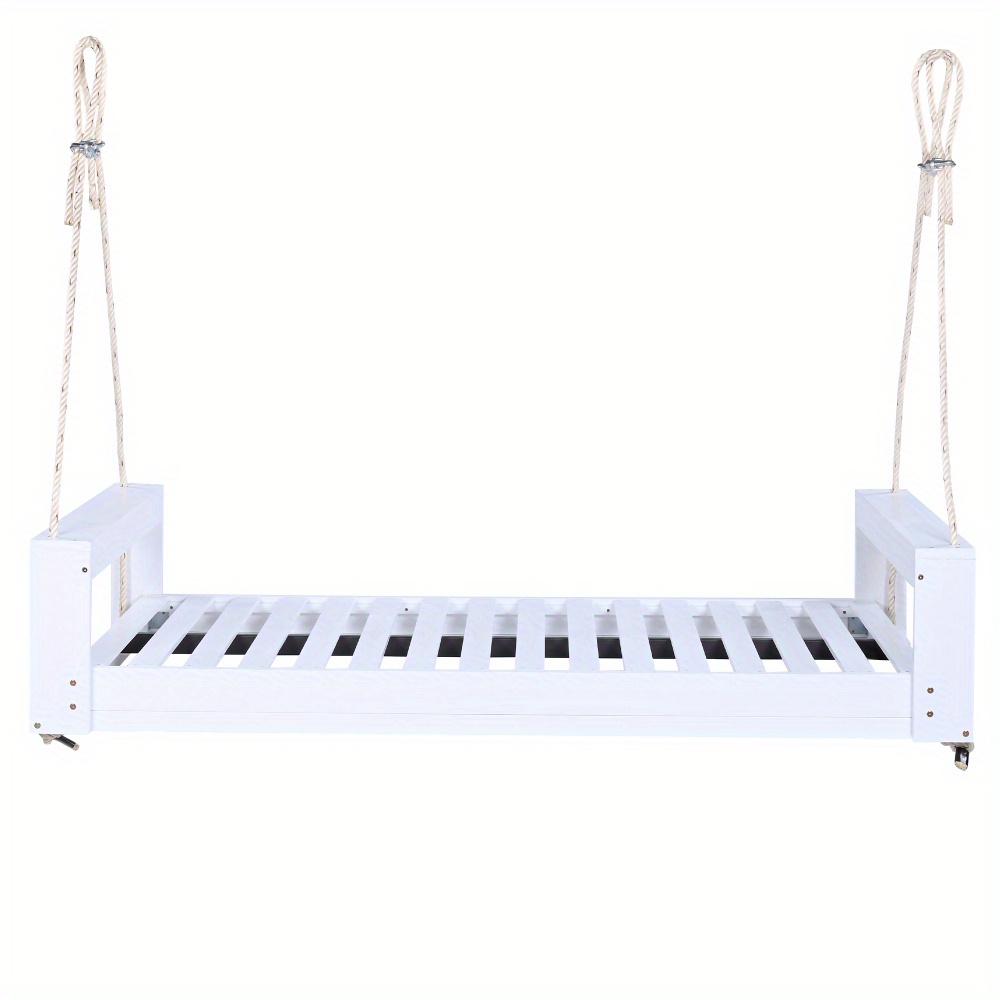Garden seating. Swing chair. Double-sized porch swing bed seating set with hemp rope swing frame, suitable for gardens and backyards. Minimalist rustic style, ideal for courtyards and gardens. Mattress sold separately.