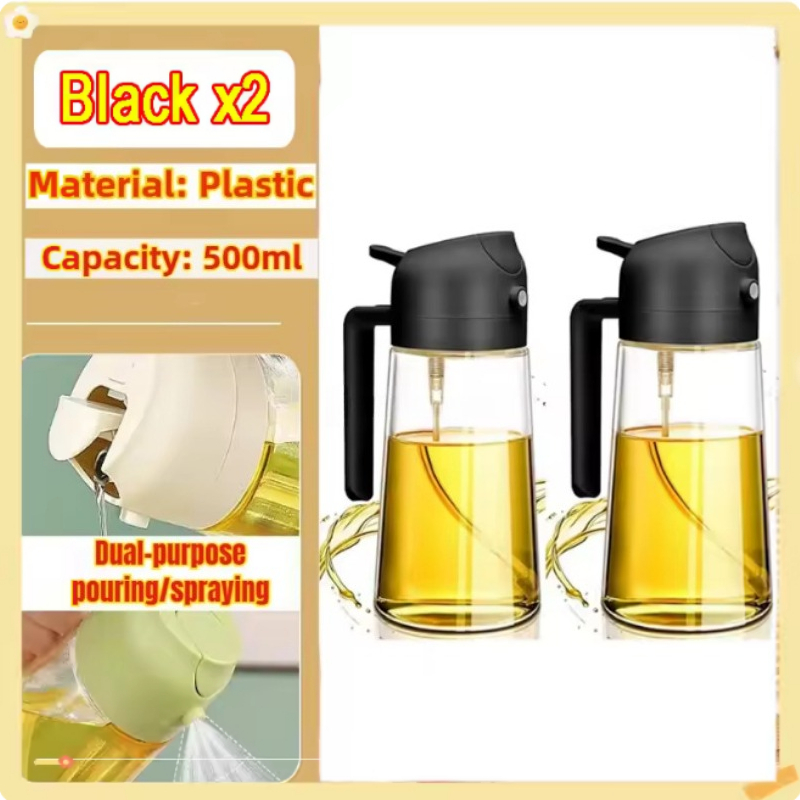 TEMU Spruzzatore e versatore per olio 2 in 1 da 500ml, bottiglia spray per olio a uso, accessorio da cucina per alimenti per BBQ, insalata, cottura ,