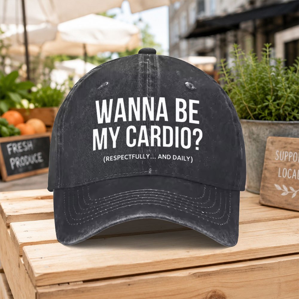 TEMU 1pc My Cardio Unisex Washable Baseball Cap - Casual Trendy Black Outdoor Hat For Parties, Camping, Hiking, Travel, Sports, Fishing, Basketball,